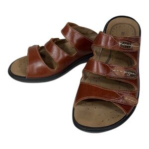 Romika Ibiza 20 Brown Leather 3 Strap Sandals Size EU 40 US 9